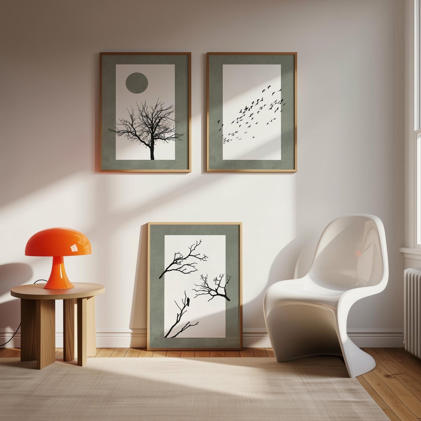 Minimalist Tree Wall Art Set of 3 | Neutral Black White Triptych Prints | Boho Gallery Wall Decor for Living Room, Bedroom, Kitchen B104