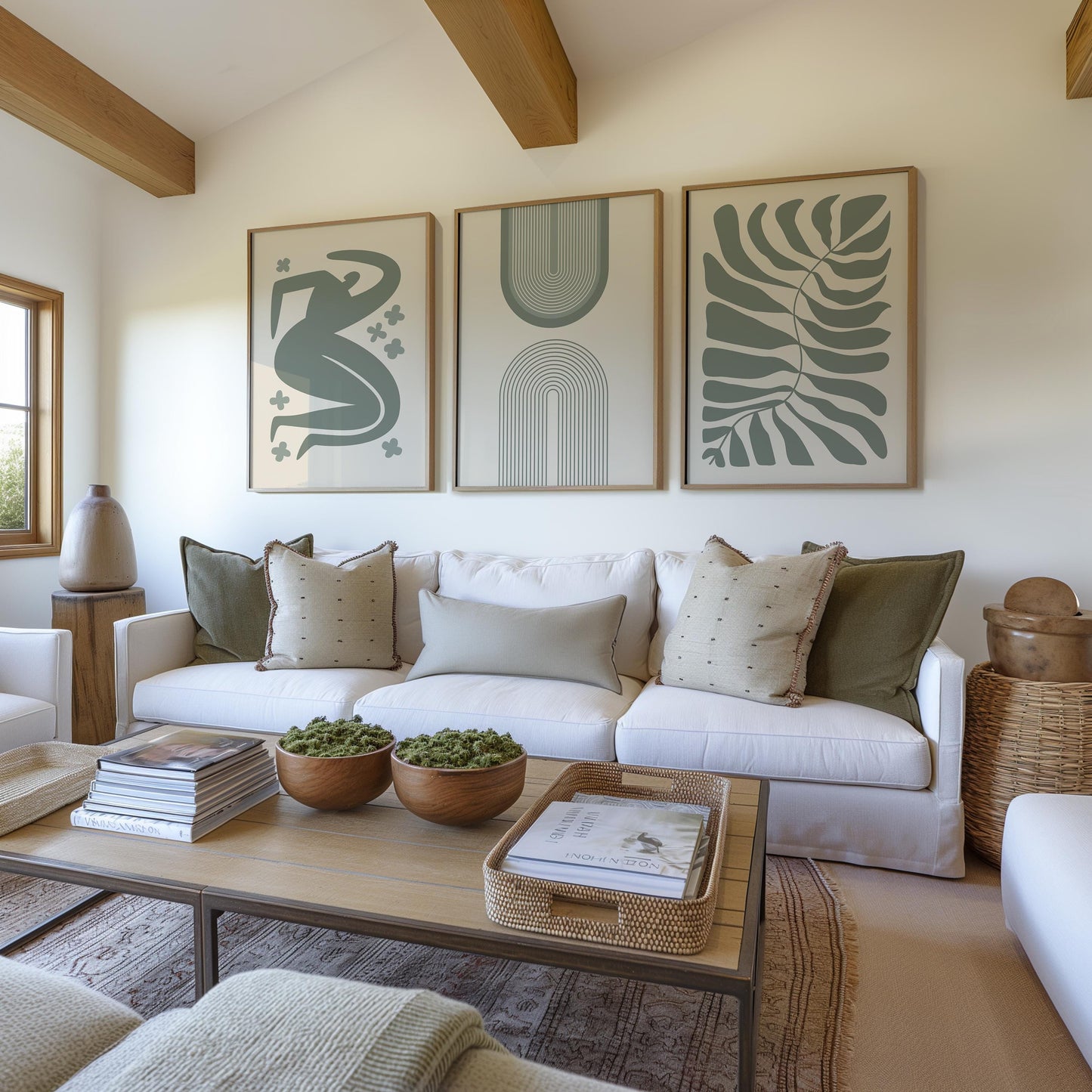 Boho Wall Art | Sage Green Abstract Prints | Minimal Line Art Posters for Bedroom, Dining Room & Modern Home Decor B145