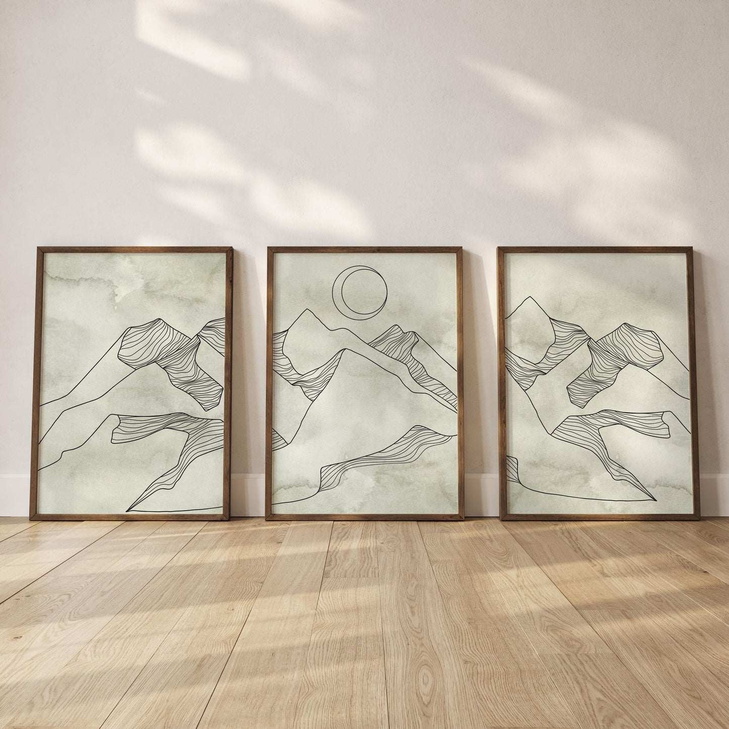 Minimalist Mountain Wall Art – Sage Green Japandi Prints, Scandinavian Abstract Gallery Set for Living Room, Bedroom & Office Decor B149