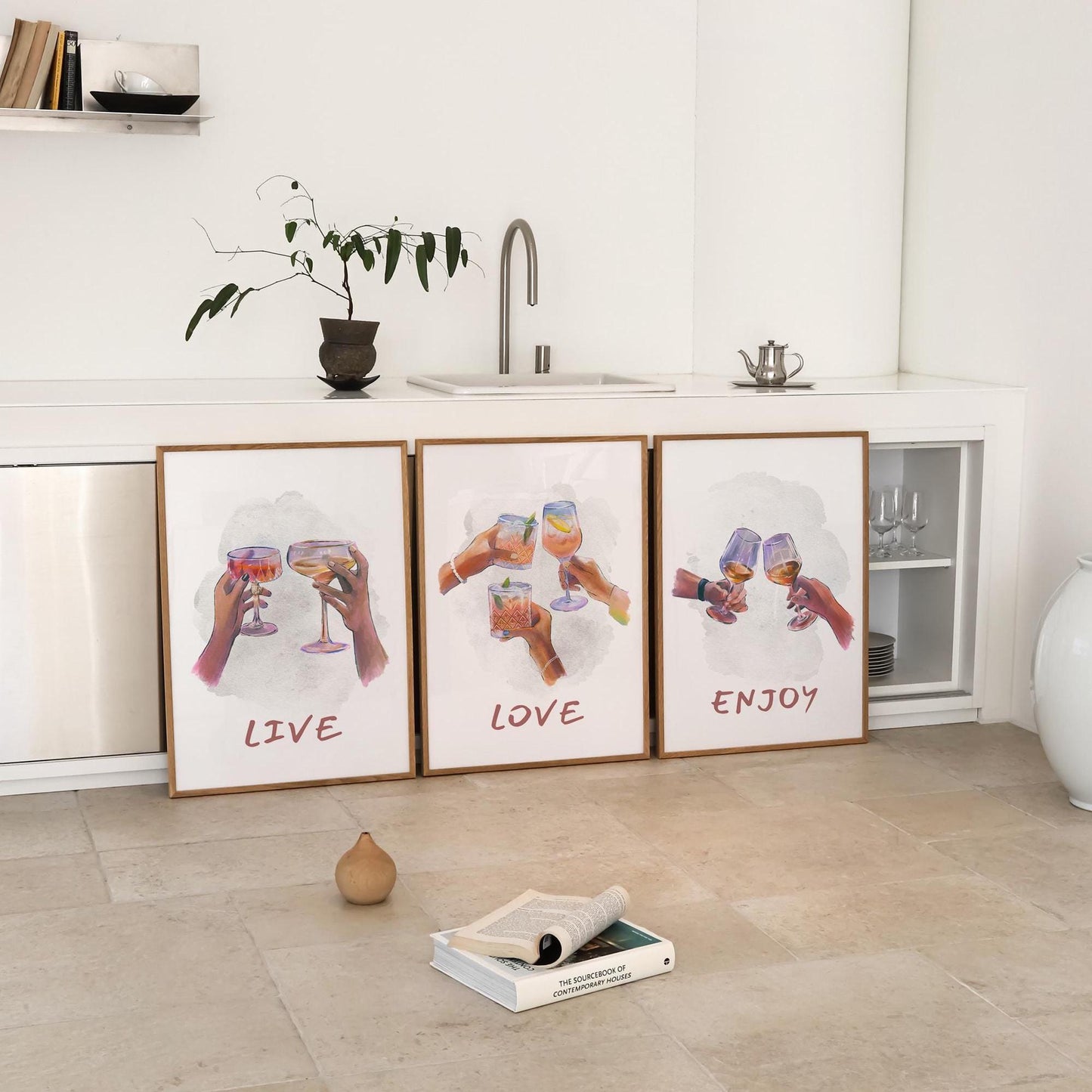 Cocktail Art Prints Set of 3 | Hand-Illustrated Bar Cart Decor (D127)