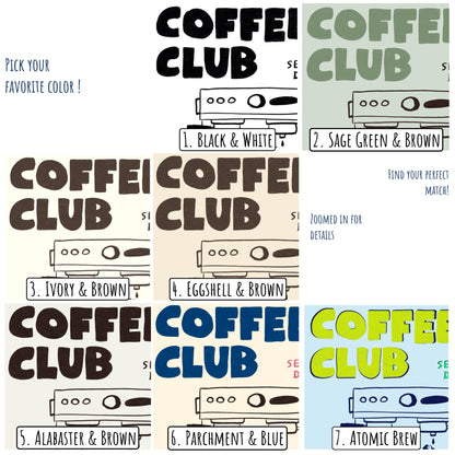 Coffee Club Retro Kitchen Print, Hand Drawn Cafe Poster, Coffee Lover Wall Art MR3