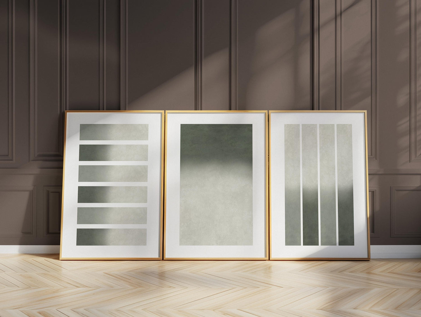 Sage Green Minimalist Wall Art Set of 3, Abstract Japandi Scandi Prints, Neutral Modern Posters for Living Room & Bedroom Decor B120
