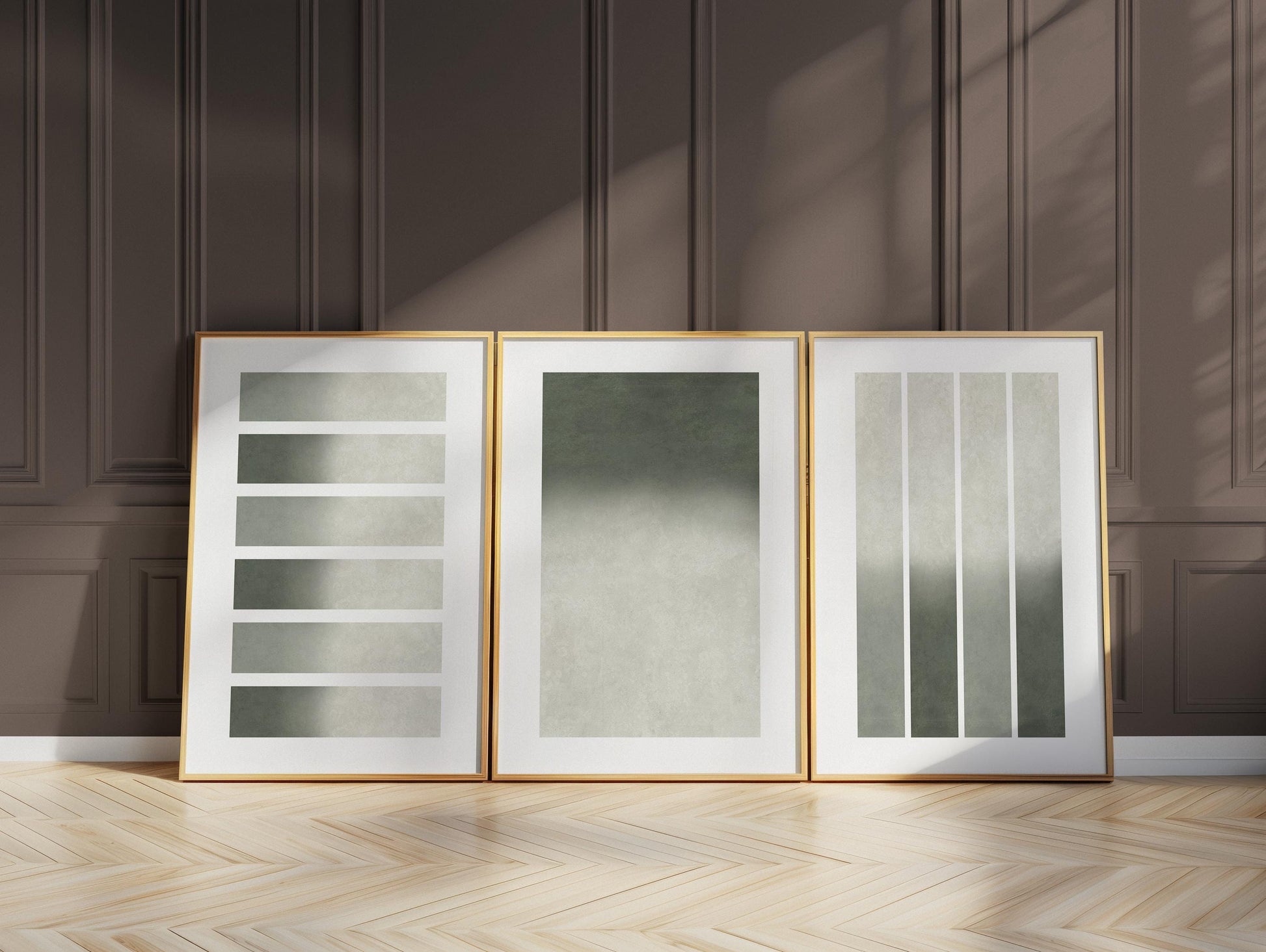 Sage Green Minimalist Wall Art Set of 3, Abstract Japandi Scandi Prints, Neutral Modern Posters for Living Room & Bedroom Decor B120