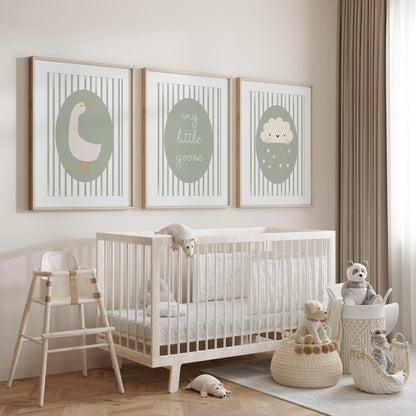 Goose Nursery Print Set – Scandinavian Baby Room Wall Art  N240