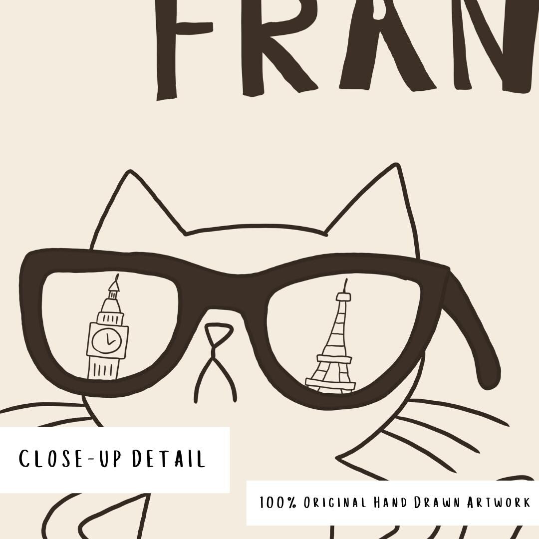 Funny Cat Bathroom Print – I See London I See France Quote, Quirky Decor MR38