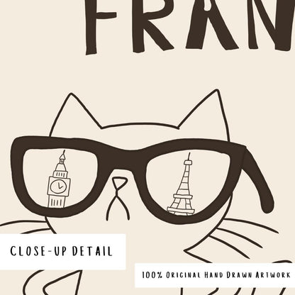 Funny Cat Bathroom Print – I See London I See France Quote, Quirky Decor MR38