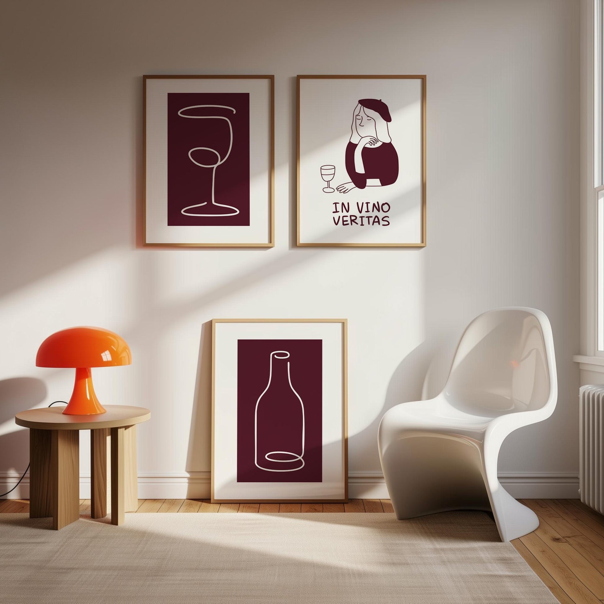 Wine Wall Art, Dining Room Decor, Bar Wall Prints, Neutral Kitchen Gallery Poster, Cocktail Art for Restaurants, Set of 3 D126