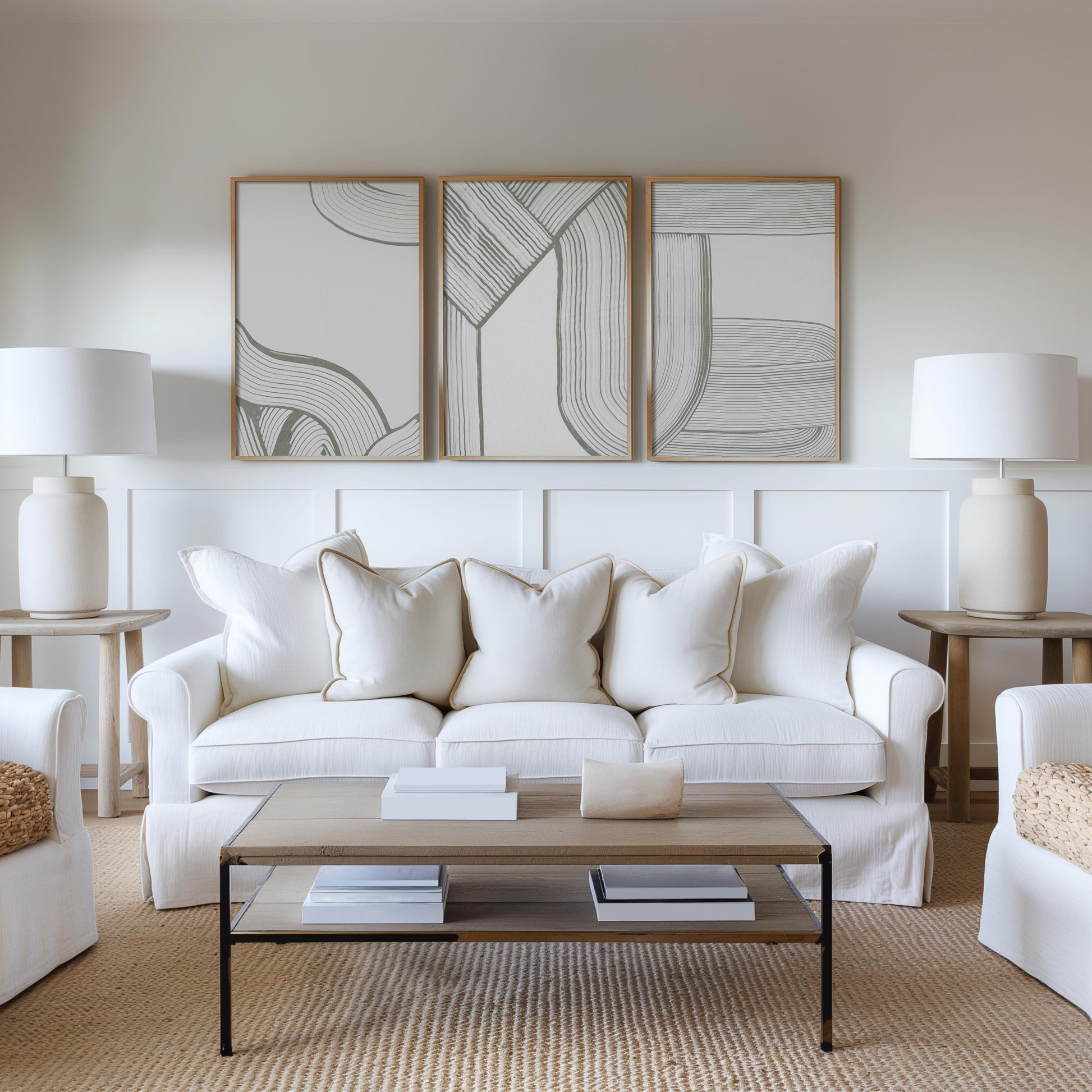 Neutral Abstract Wall Art, Minimalist Line Art Prints, Japandi Modern Home Decor Posters, Set of 3 B127