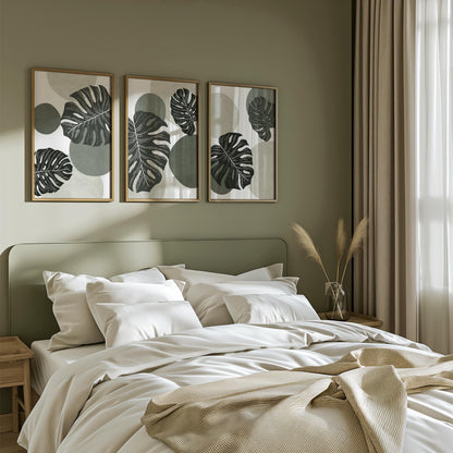 Tropical Monstera Wall Art Set, Modern Botanical Prints, Relaxing Apartment & Coastal Decor, Gallery Wall Artwork B135