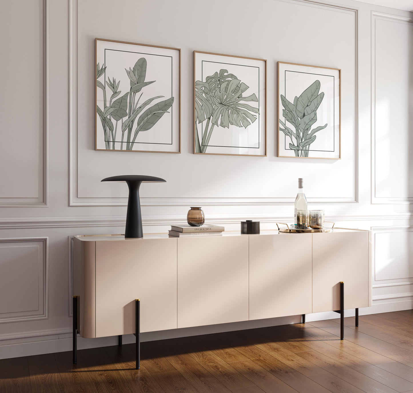 Sage Green Botanical Prints Set, Minimalist Plant Wall Art B143
