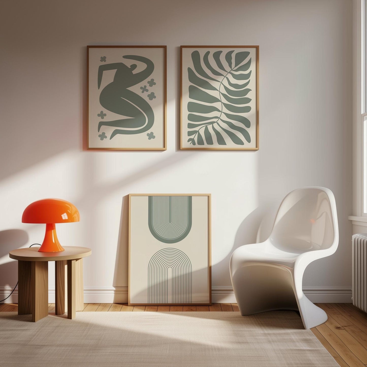 Boho Wall Art | Sage Green Abstract Prints | Minimal Line Art Posters for Bedroom, Dining Room & Modern Home Decor B145