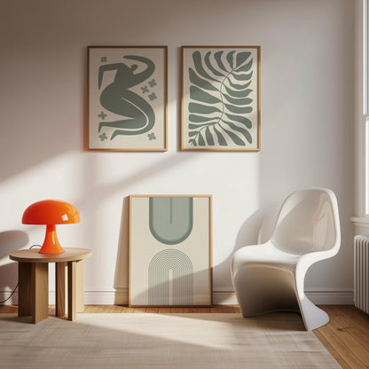 Boho Wall Art | Sage Green Abstract Prints | Minimal Line Art Posters for Bedroom, Dining Room & Modern Home Decor B145