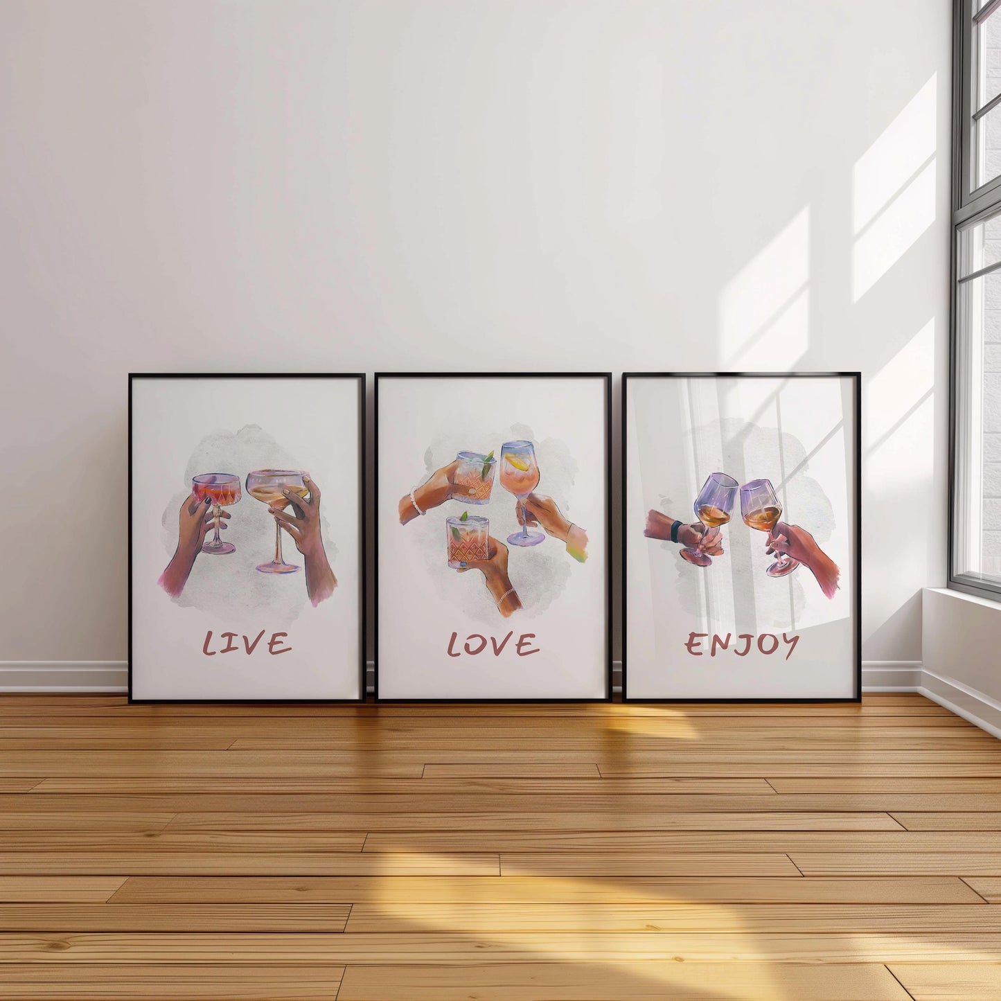 Cocktail Art Prints Set of 3 | Hand-Illustrated Bar Cart Decor (D127)