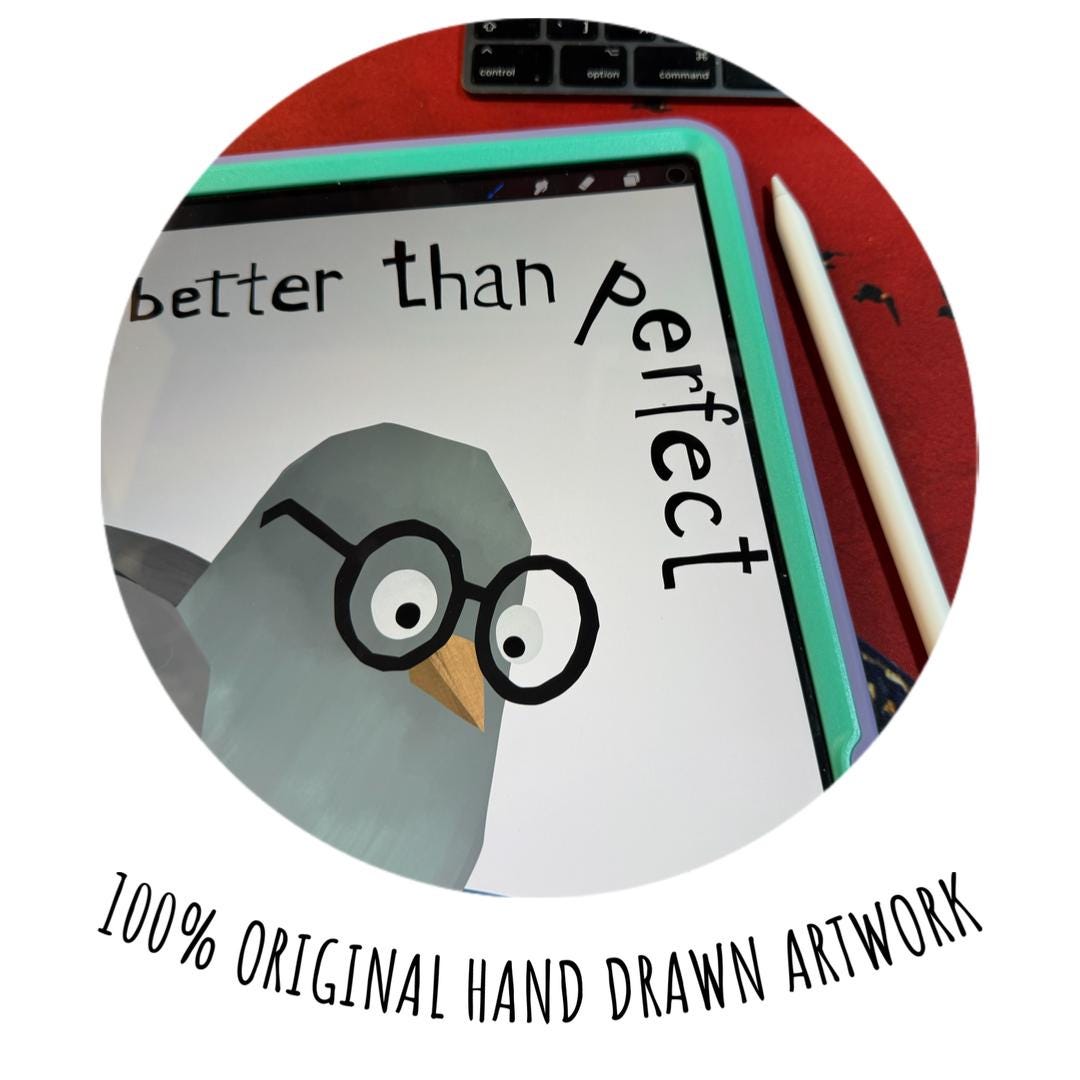 Motivational Poster – Acceptable Nest – Done Is Better Than Perfect – Funny Pigeon Quote Art, Office Wall Decor MR40