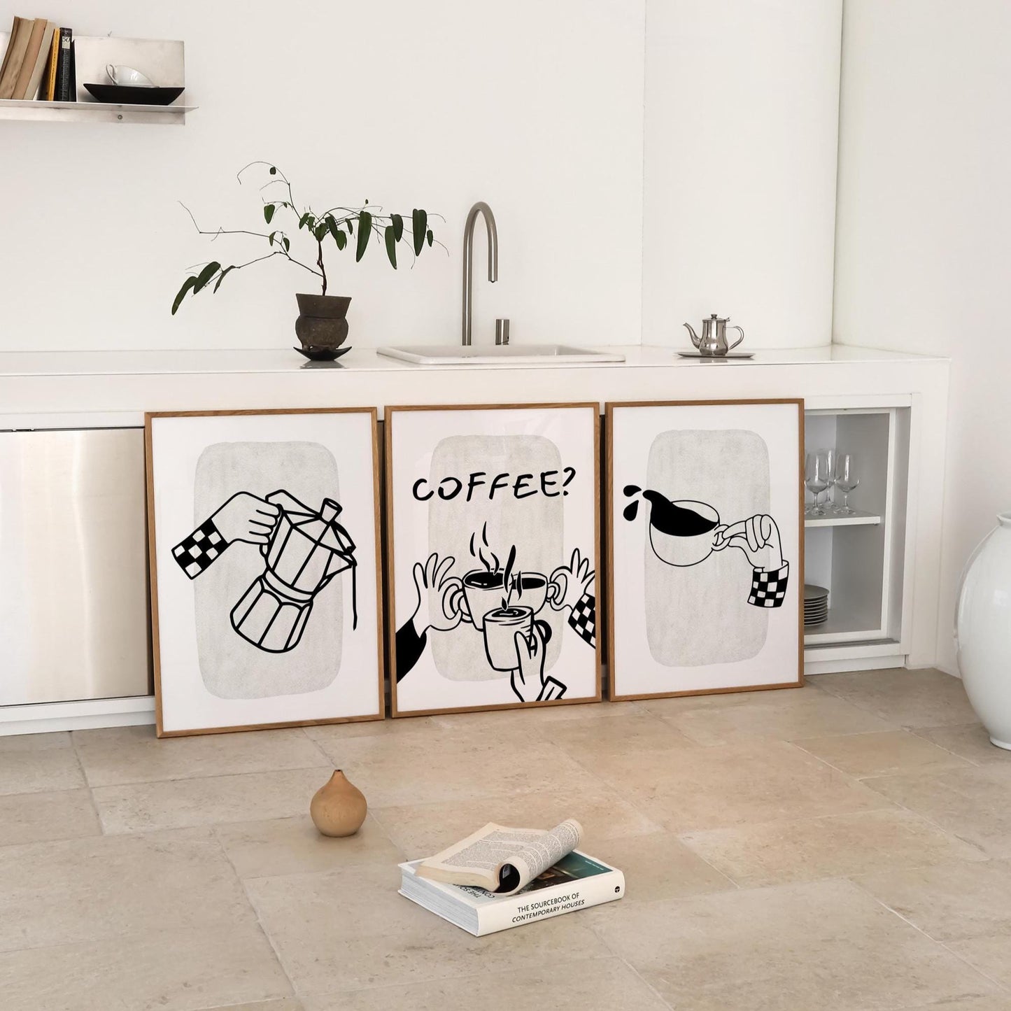 Set of 3 Coffee Print, Trendy Wall Art, Coffee Kitchen Posters, Coffee Shop Decor, Coffee Lover Gift, Coffee Cup Print, Espresso Art D119