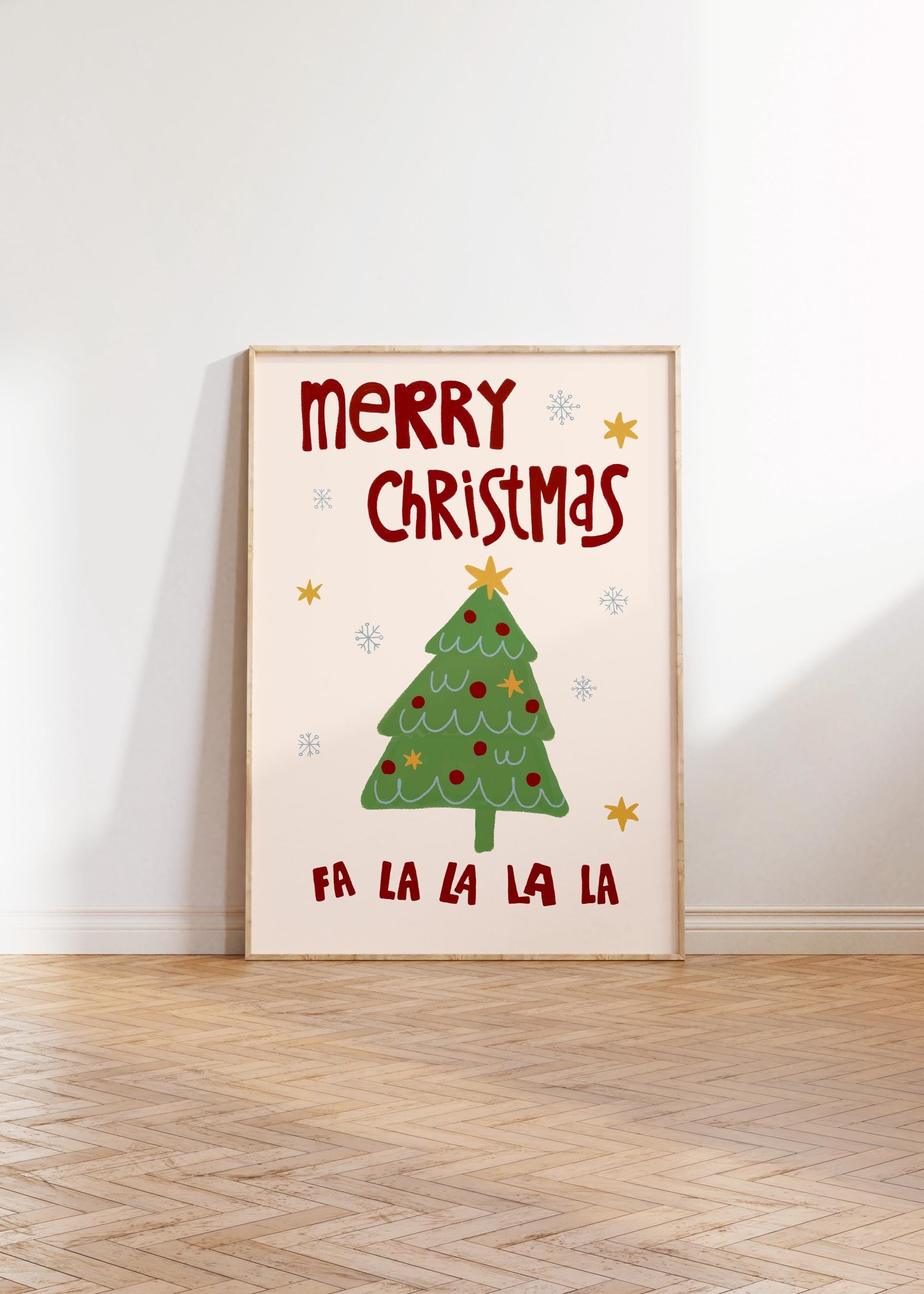 Scandi Christmas Tree Print • Hand Drawn Holiday Wall Art Poster • Minimalist Cozy Christmas Home Decor MR54