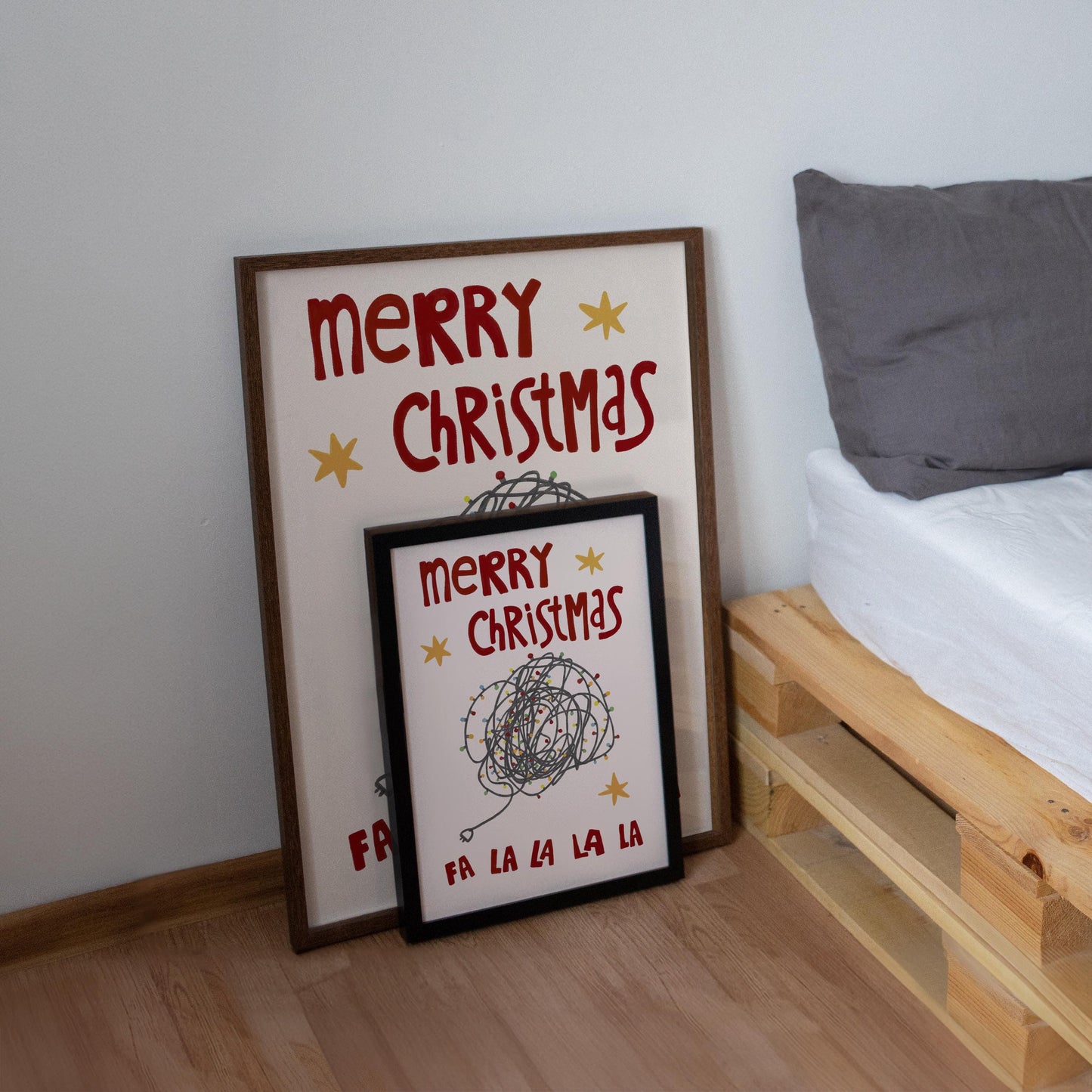Merry Christmas Print • Hand Drawn Poster • Funny Christmas Lights Wall Art • Christmas Decor Gift MR53