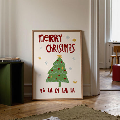Scandi Christmas Tree Print • Hand Drawn Holiday Wall Art Poster • Minimalist Cozy Christmas Home Decor MR54