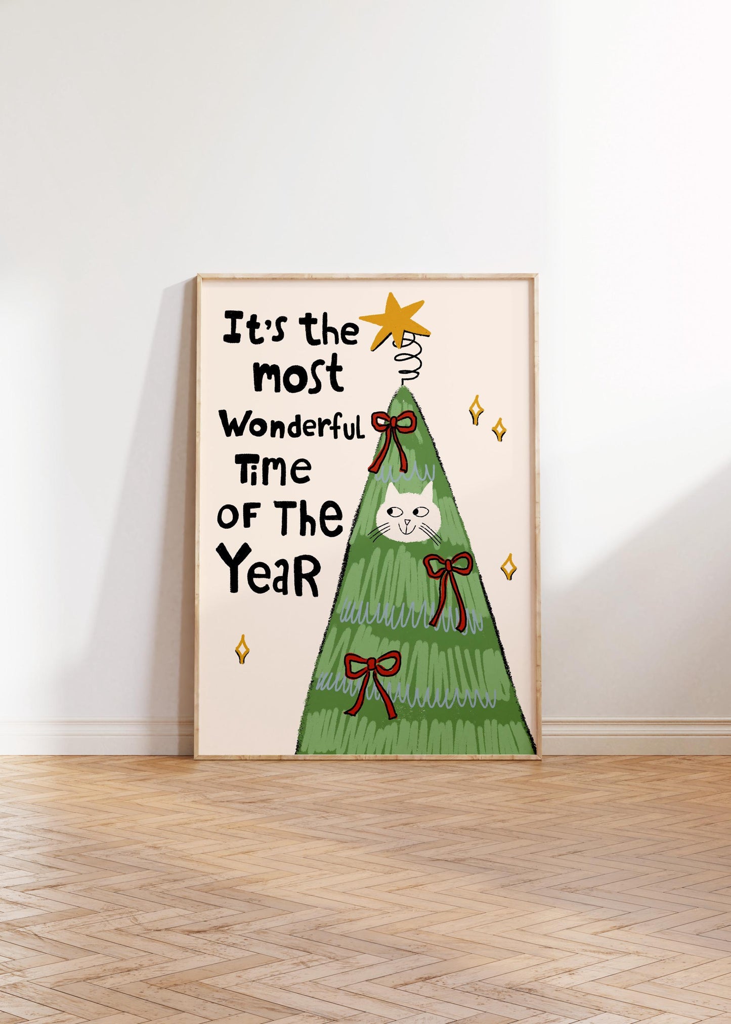 Christmas Wall Art Print • Funny Cat Tree Poster • Cat Lover Gift, Holiday Decor MR56
