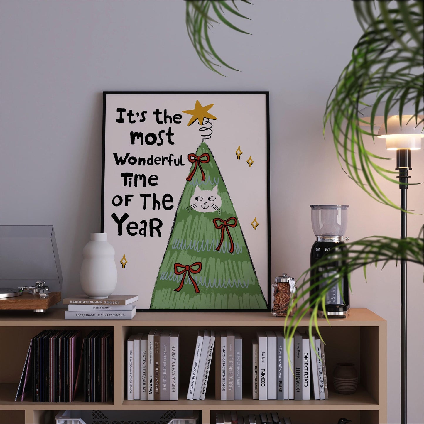 Christmas Wall Art Print • Funny Cat Tree Poster • Cat Lover Gift, Holiday Decor MR56