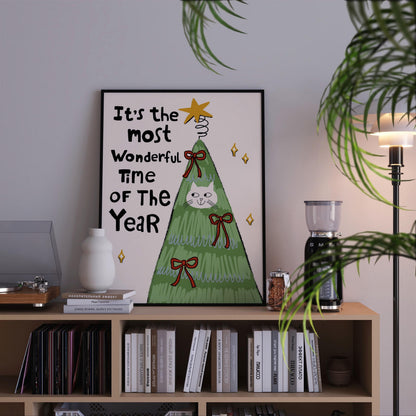 Christmas Wall Art Print • Funny Cat Tree Poster • Cat Lover Gift, Holiday Decor MR56