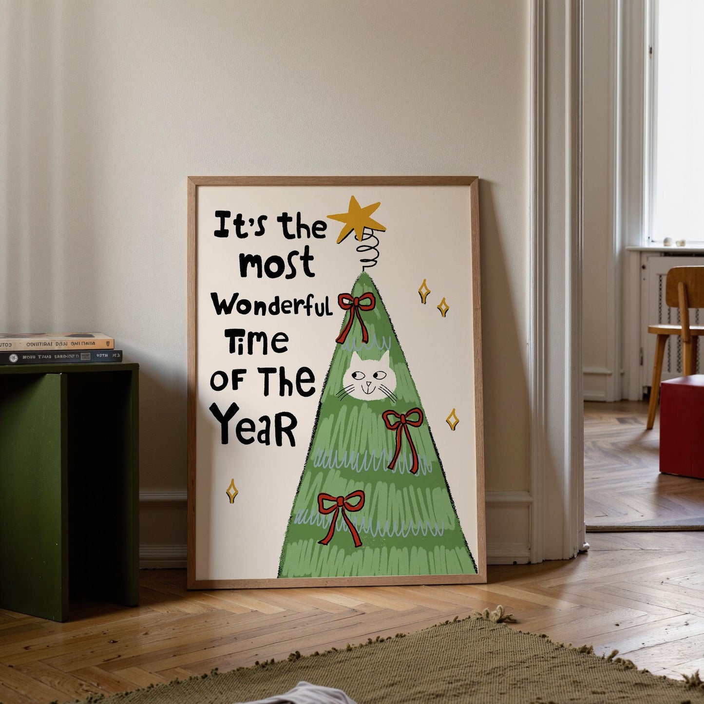 Christmas Wall Art Print • Funny Cat Tree Poster • Cat Lover Gift, Holiday Decor MR56