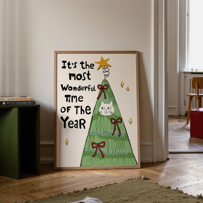 Christmas Wall Art Print • Funny Cat Tree Poster • Cat Lover Gift, Holiday Decor MR56