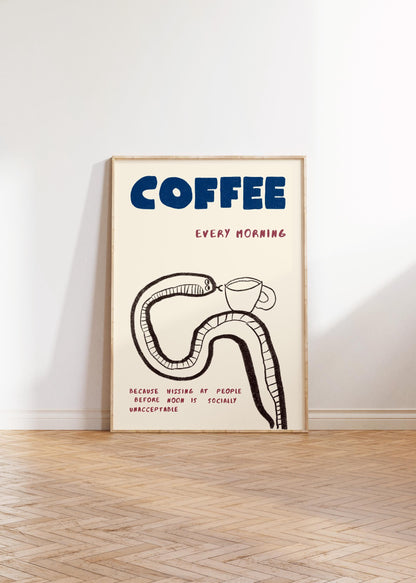 Funny Coffee Quote Poster, Hand-Drawn Coffee Bar Wall Decor, Kitchen Print, Barista Gift MR62