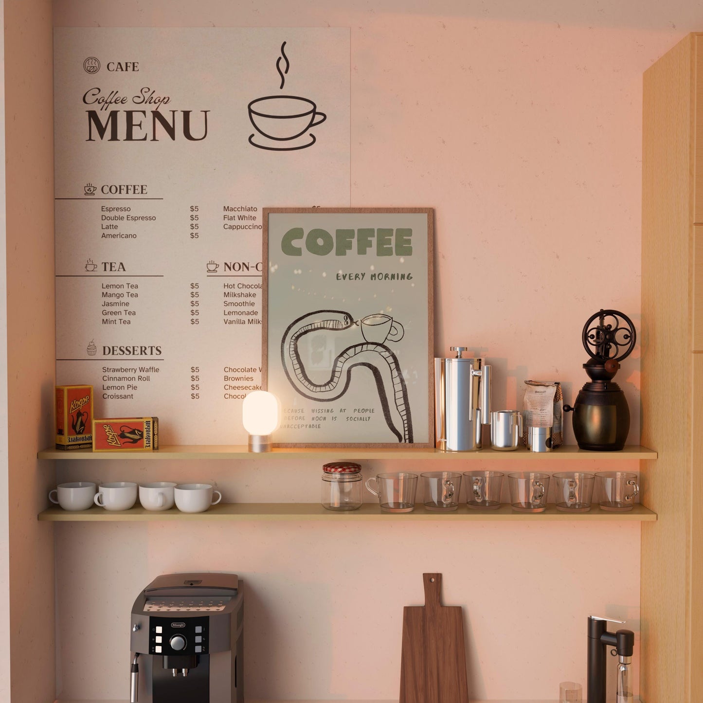 Funny Coffee Quote Poster, Hand-Drawn Coffee Bar Wall Decor, Kitchen Print, Barista Gift MR62