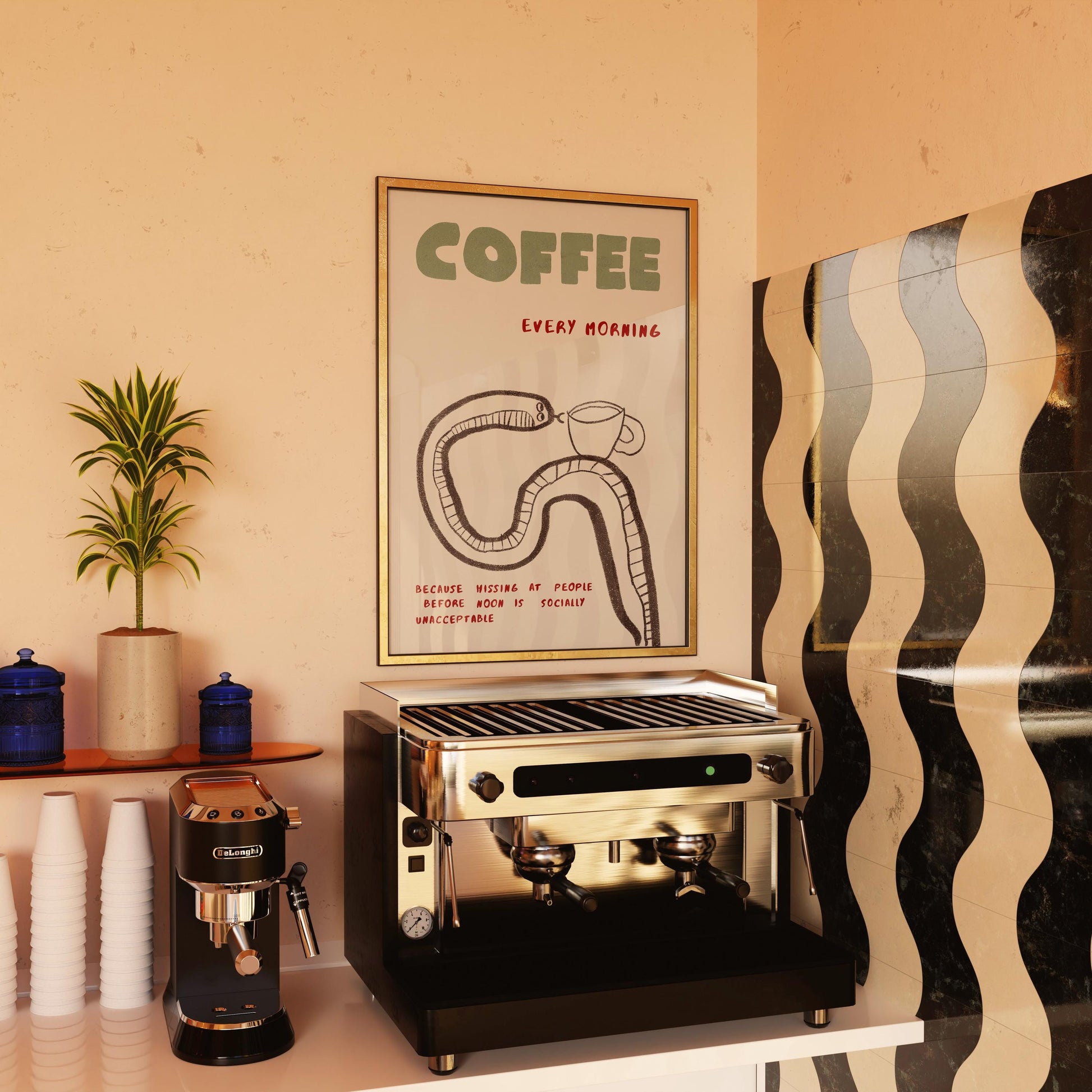 Funny Coffee Quote Poster, Hand-Drawn Coffee Bar Wall Decor, Kitchen Print, Barista Gift MR62