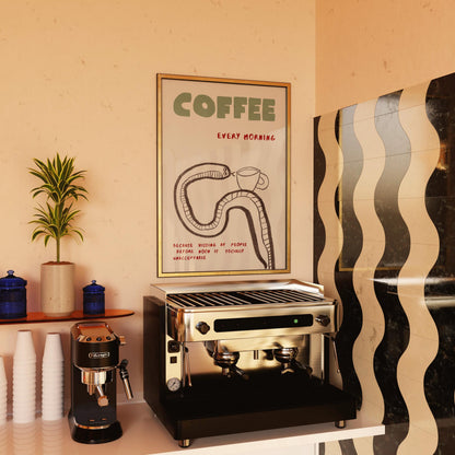 Funny Coffee Quote Poster, Hand-Drawn Coffee Bar Wall Decor, Kitchen Print, Barista Gift MR62