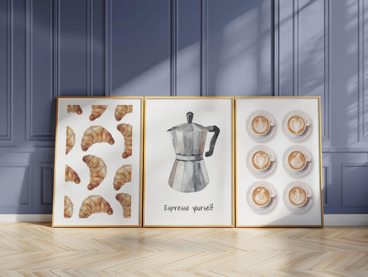 Coffee Wall Art for Kitchen Decor – Dining Room Artwork, Rustic Bakery Prints, Neutral Cafe Wall Decor, Brunch & Coffee Lover Gift D150