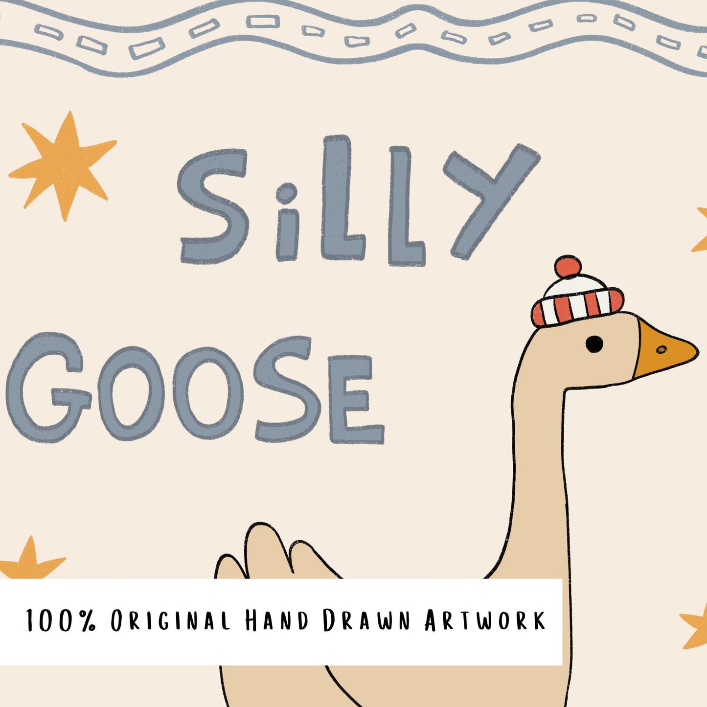 Silly Goose On The Loose Print, Cute Goose Nursery Poster, Kids Room Wall Art MR33