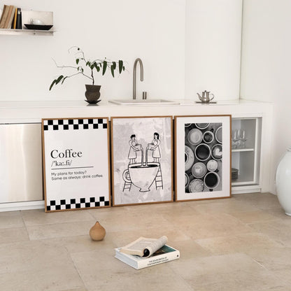 Coffee Bar Decor Wall Art, Set of 3 Coffee Posters, Groovy Retro Espresso Poster D122