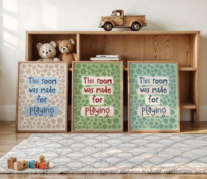 This Room Was Made for Playing Print, Nursery Kids Playroom Colorful Dopamine Poster MR60