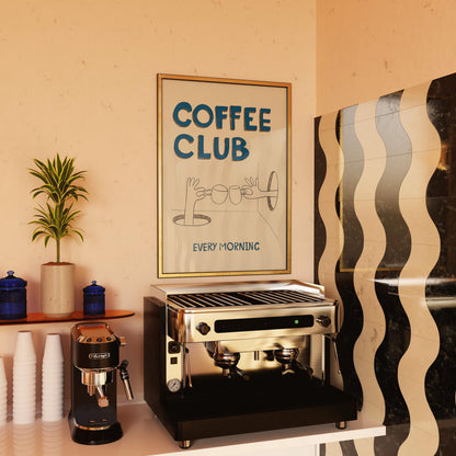 Coffee Club Poster – Hand Drawn Retro Kitchen Art (Physical Print) MR20