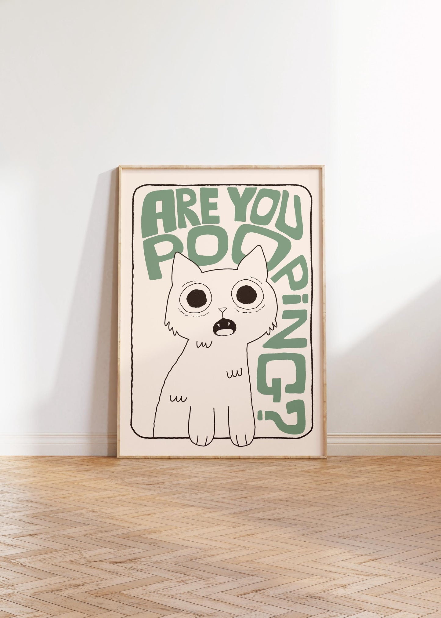 Bathroom Wall Art Print, Toilet Poster “Are You Pooping?” Cat Quirky Restroom Decor MR64