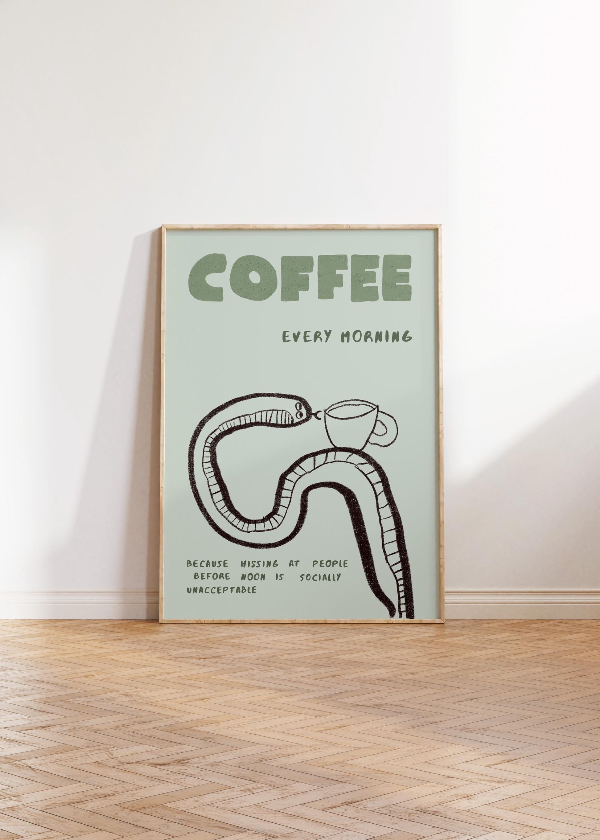 Funny Coffee Quote Poster, Hand-Drawn Coffee Bar Wall Decor, Kitchen Print, Barista Gift MR62