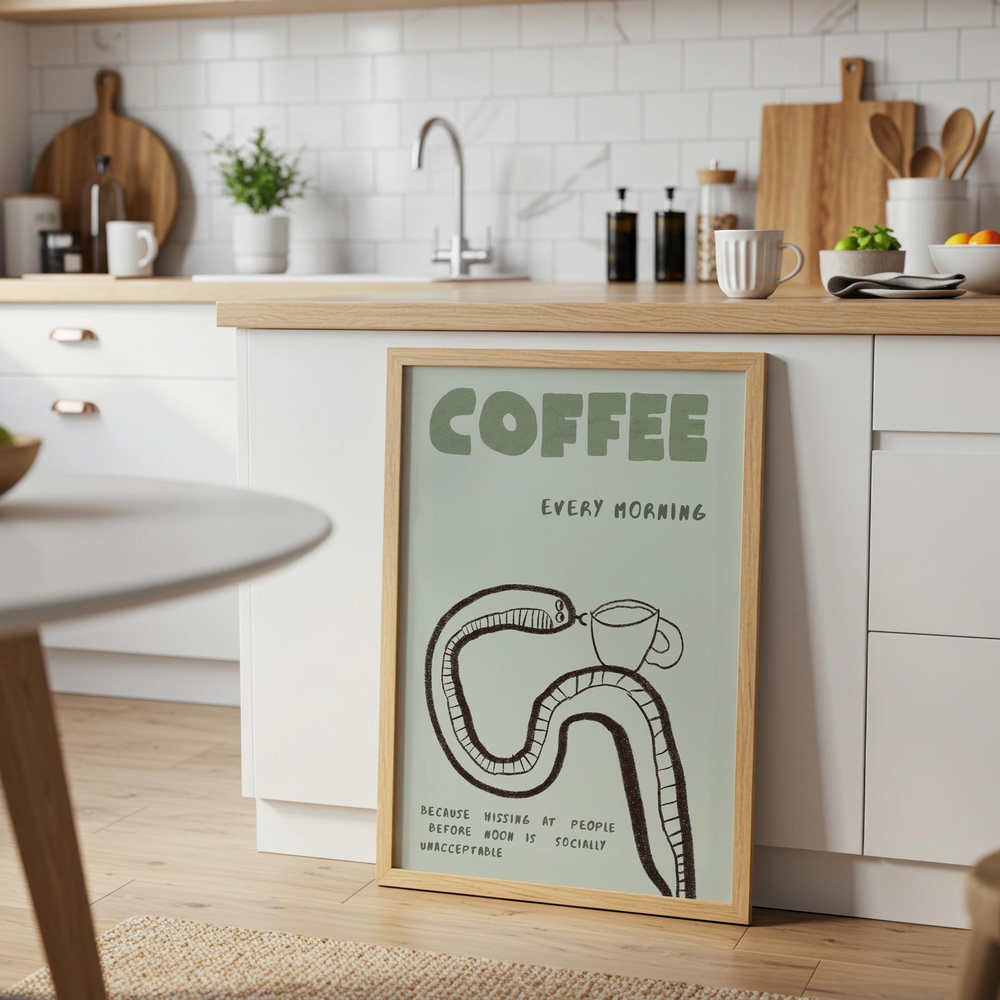 Funny Coffee Quote Poster, Hand-Drawn Coffee Bar Wall Decor, Kitchen Print, Barista Gift MR62
