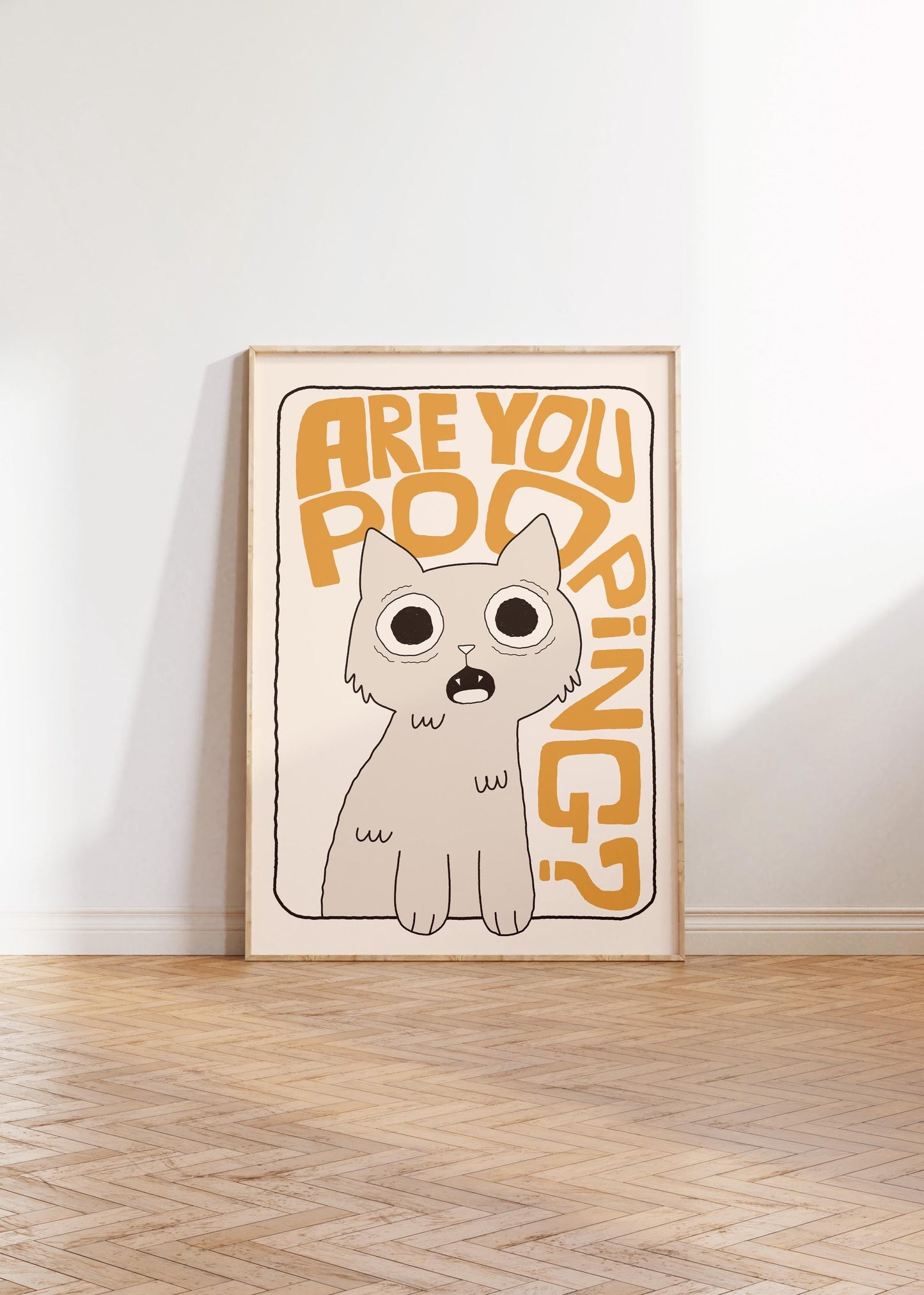 Are You Pooping Cat Print, Funny Toilet Poster, Bathroom Wall Art, Cat Lover Gift MR66