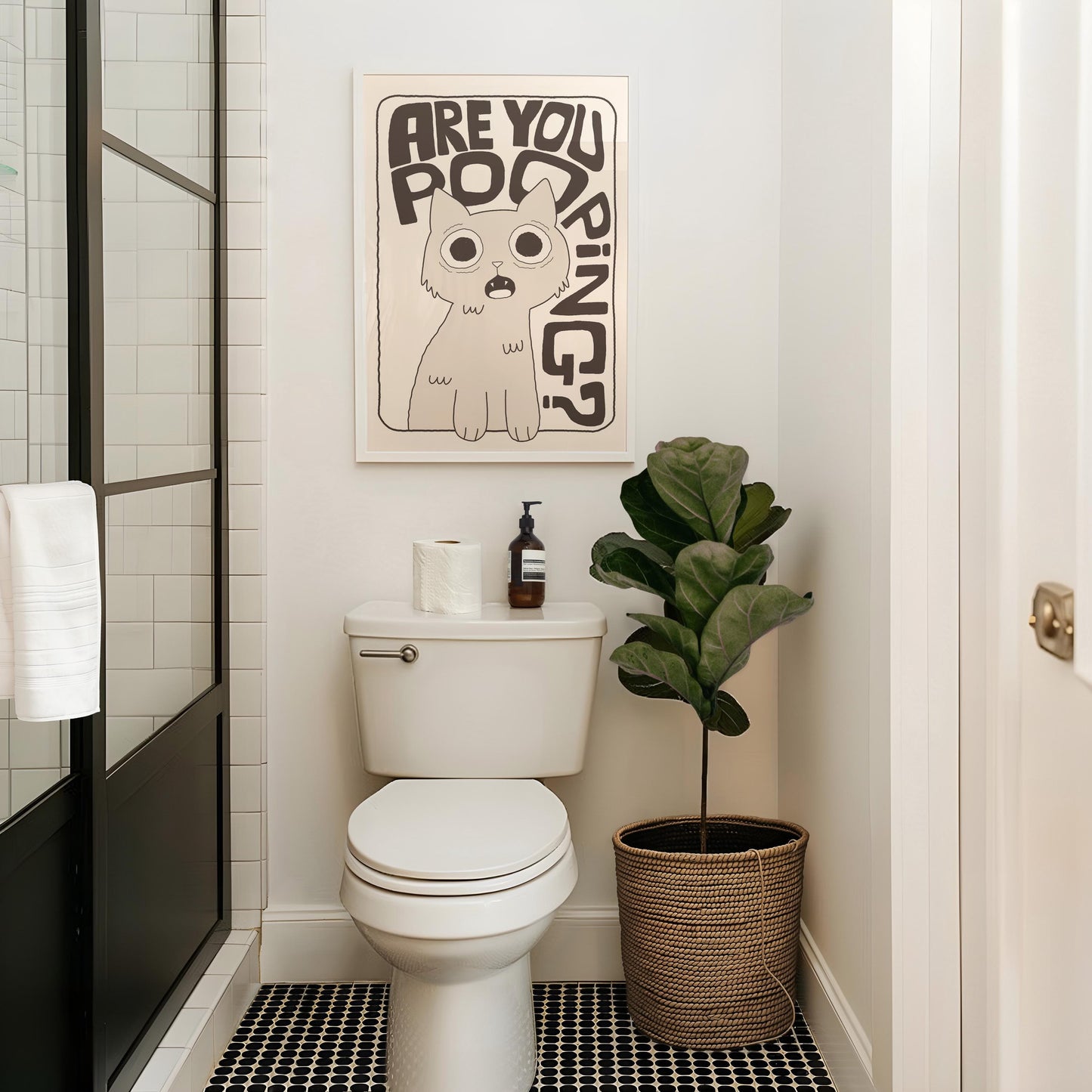 Are You Pooping Cat Print, Funny Toilet Poster, Bathroom Wall Art, Cat Lover Gift MR66