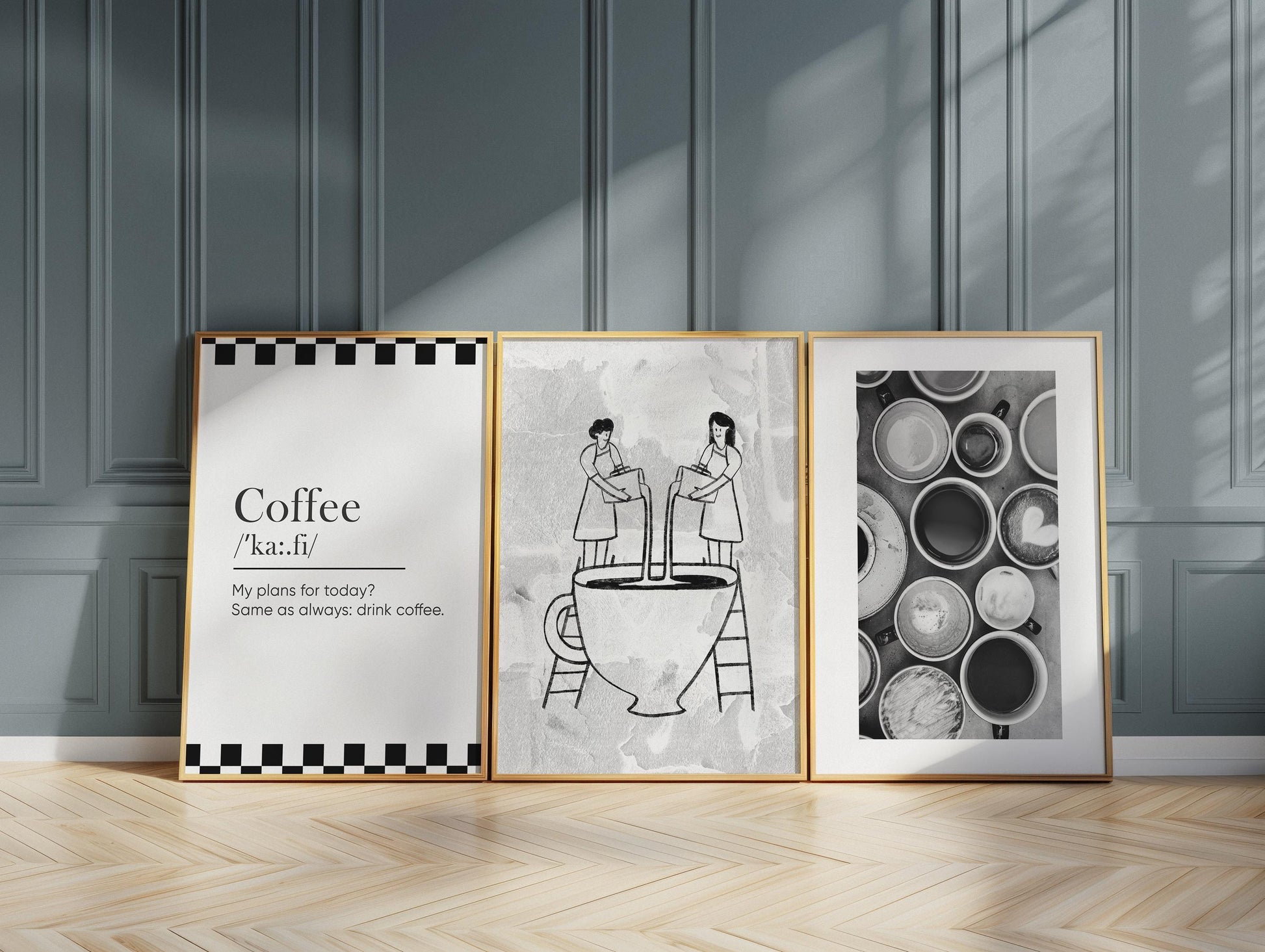 Coffee Bar Decor Wall Art, Set of 3 Coffee Posters, Groovy Retro Espresso Poster D122
