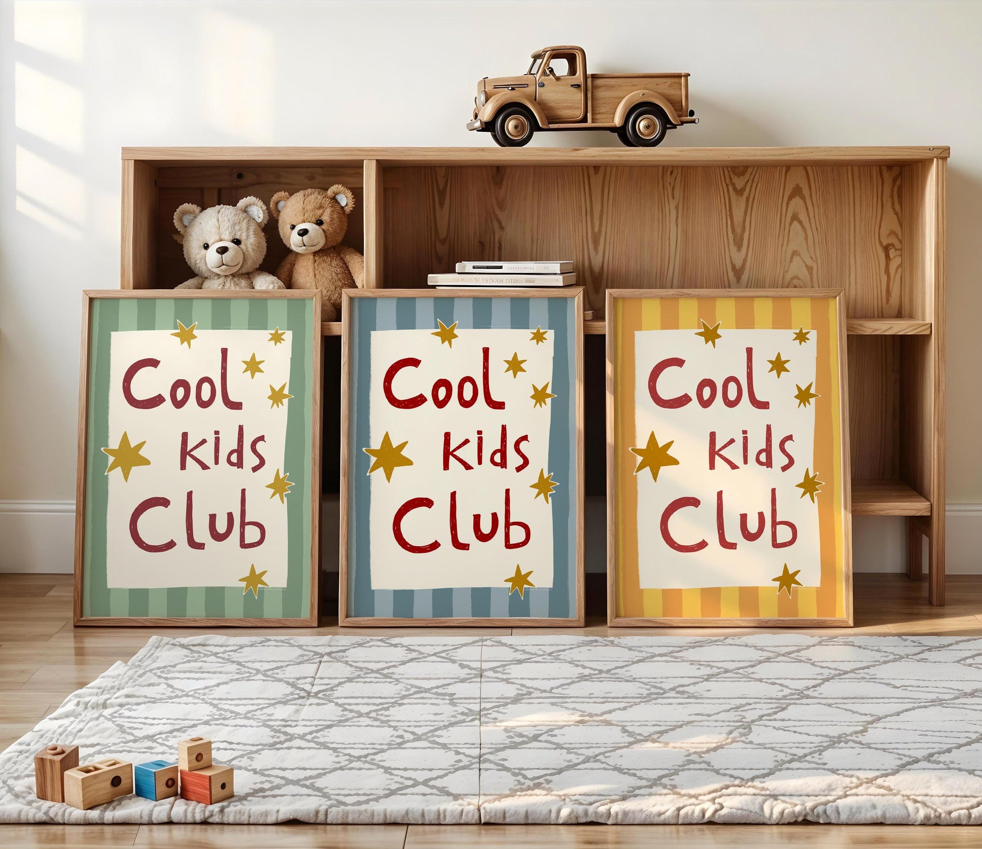 Cool Kids Club Print, Playroom Wall Decor, Nursery Typography, Retro Striped Room Poster MR69