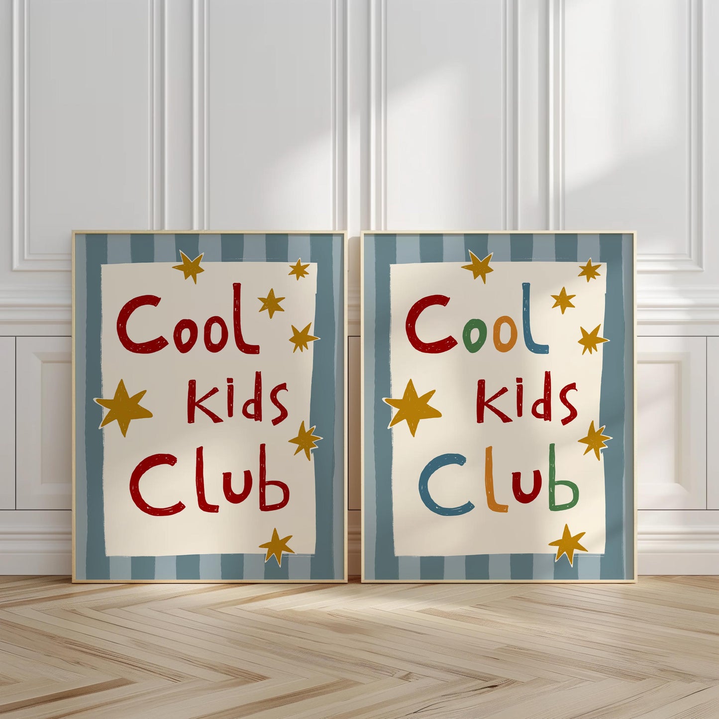 Cool Kids Club Print, Playroom Wall Decor, Nursery Typography, Retro Striped Room Poster MR69