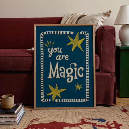 You Are Magic Print, Stars Kids Room Poster, Boho Nursery Wall Decor MR11