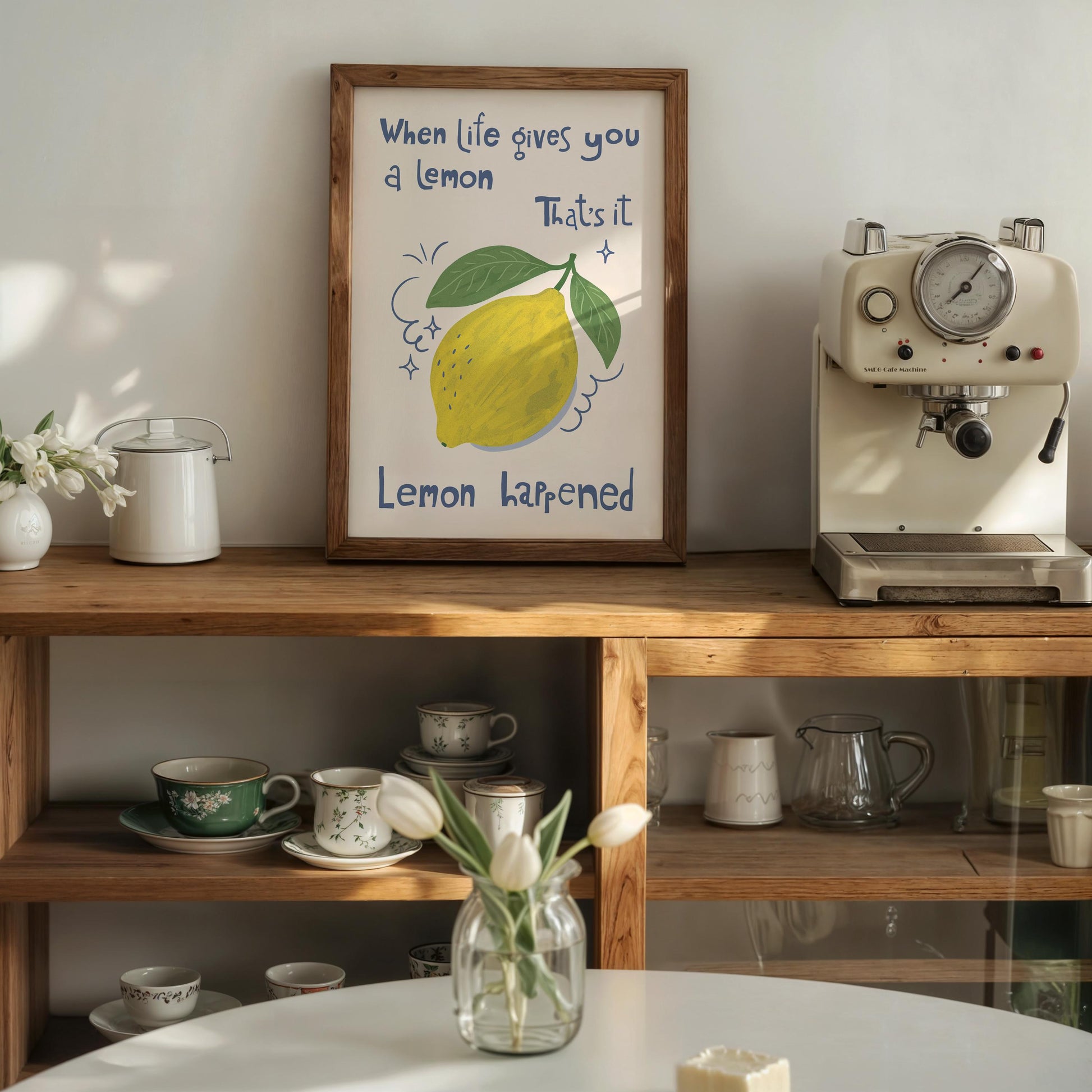 Lemon Wall Art Print, Funny Quote Poster, Hand Drawn Quirky Kitchen Decor, Housewarming Gift MR65