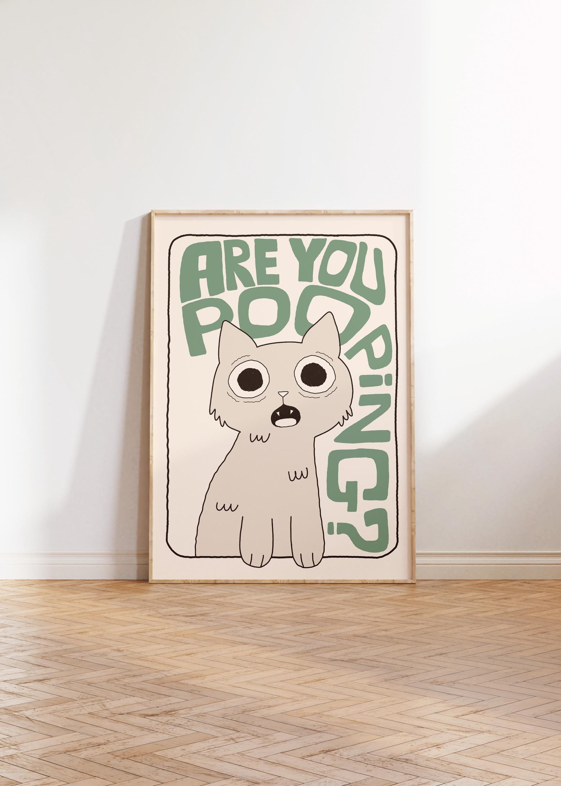 Are You Pooping Cat Print, Funny Toilet Poster, Bathroom Wall Art, Cat Lover Gift MR66
