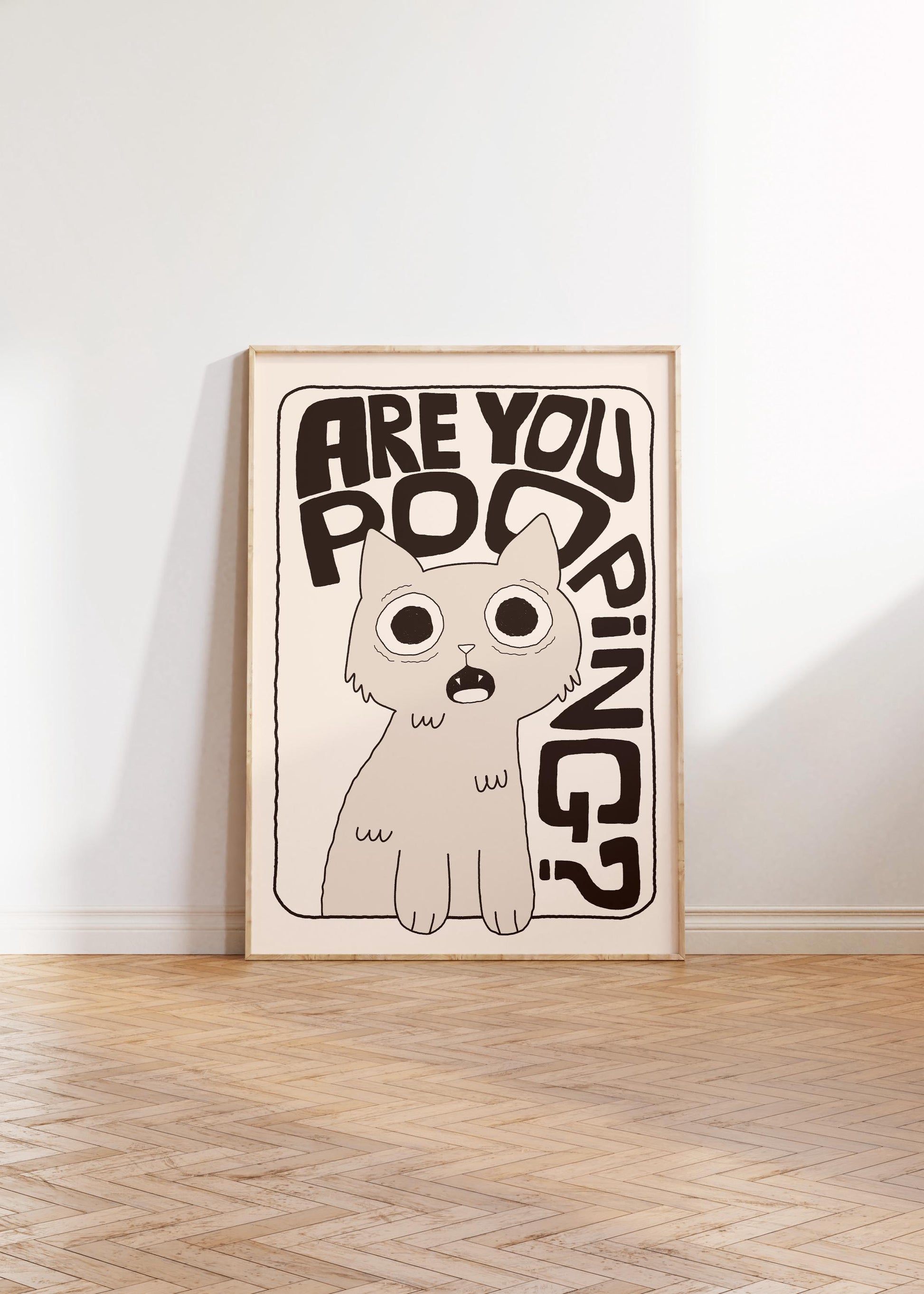 Are You Pooping Cat Print, Funny Toilet Poster, Bathroom Wall Art, Cat Lover Gift MR66