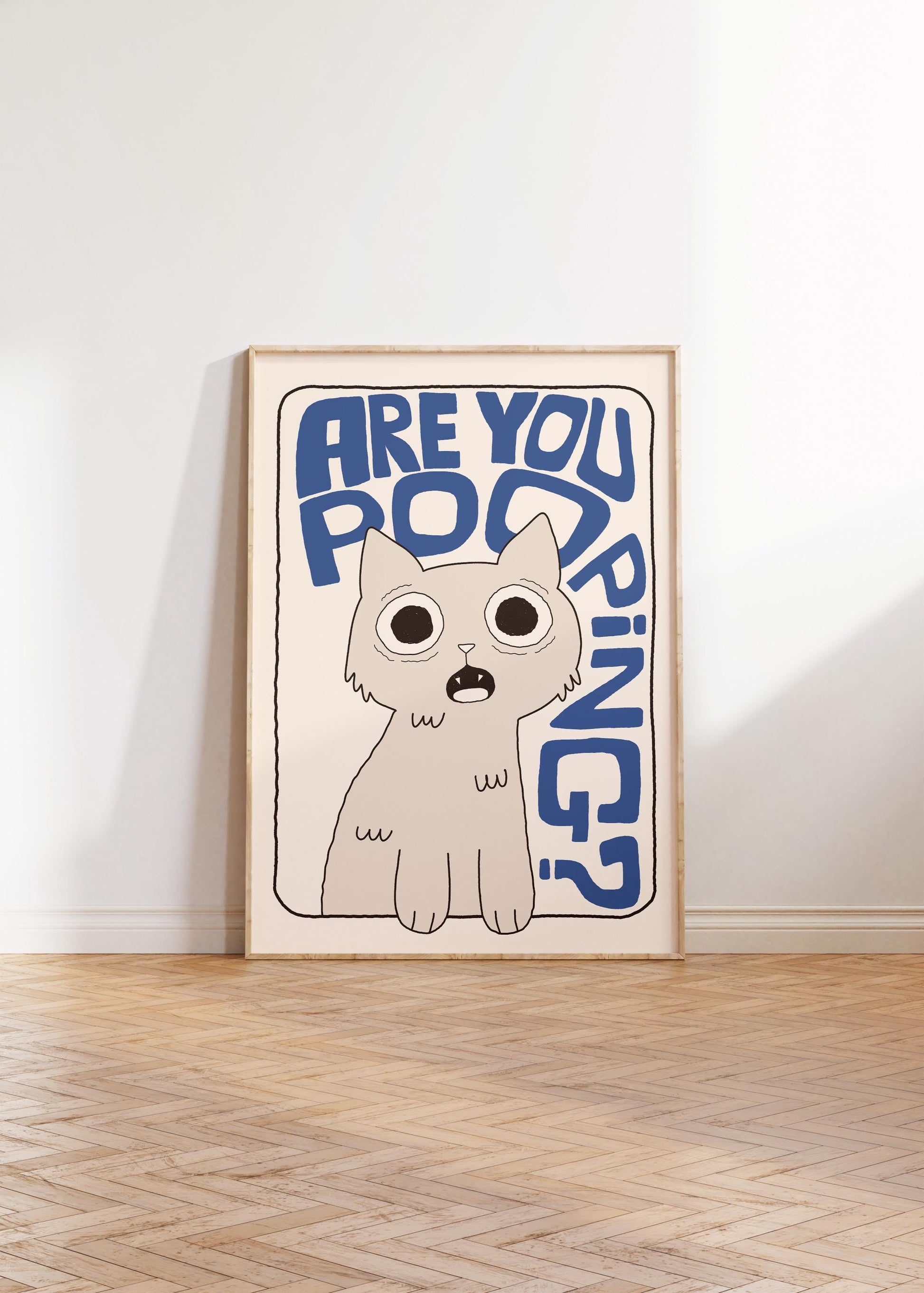 Are You Pooping Cat Print, Funny Toilet Poster, Bathroom Wall Art, Cat Lover Gift MR66