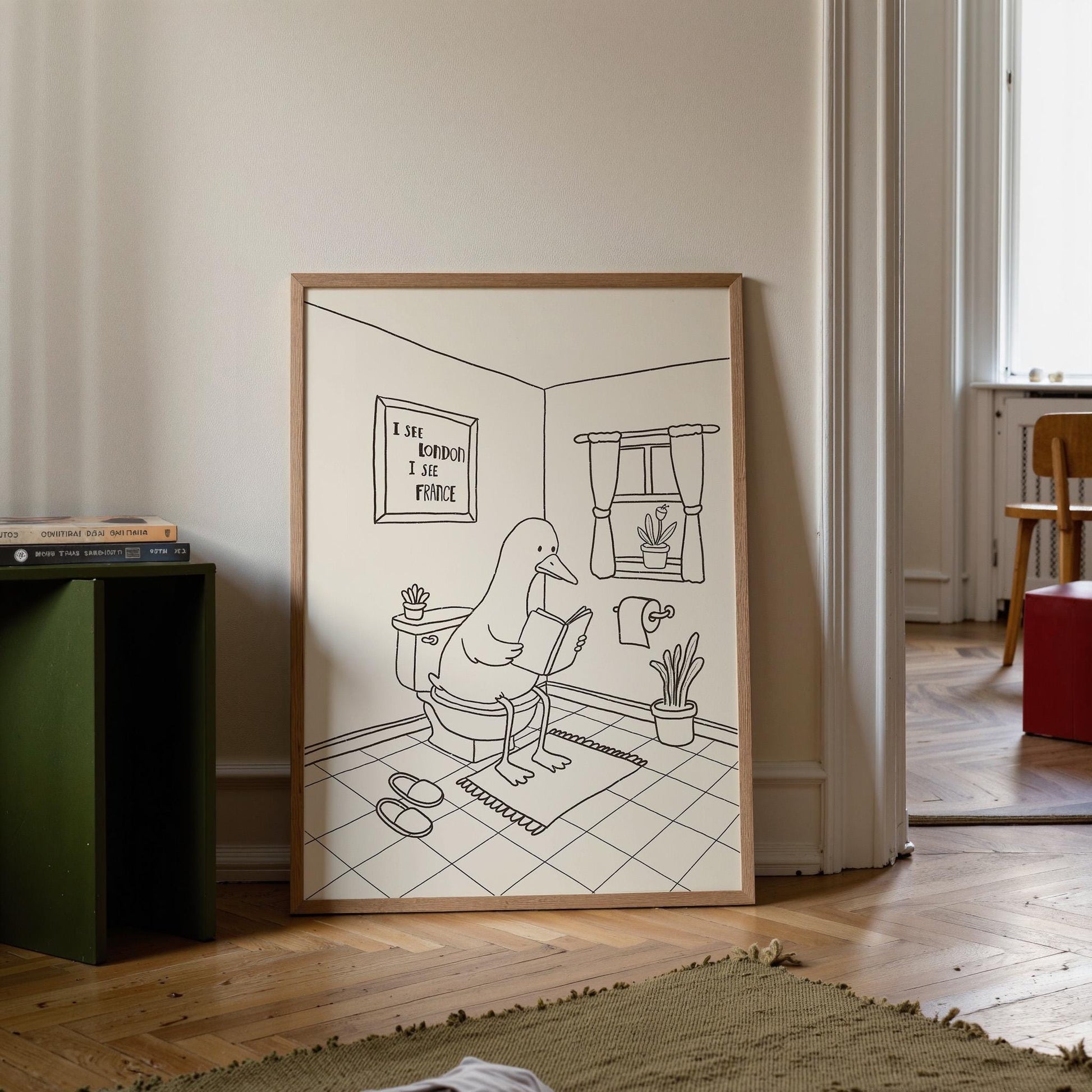 Funny Bathroom Print, Duck Wall Art, Cheeky Toilet Humor Decor MR72